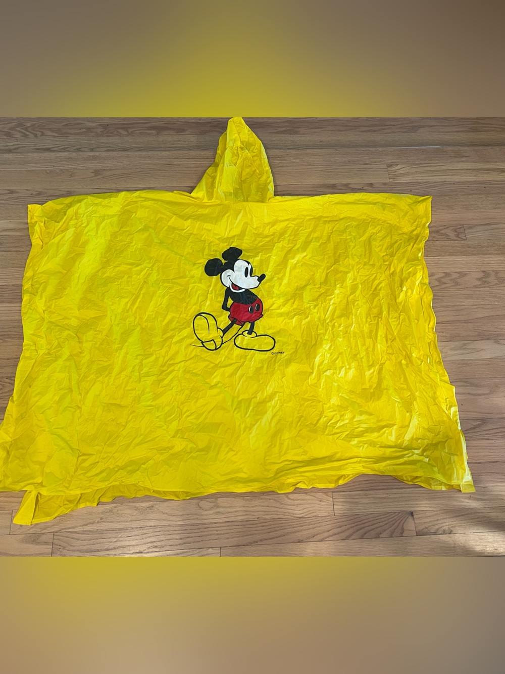 Vintage Disney Yellow Mickey Mouse Hooded Rain Poncho